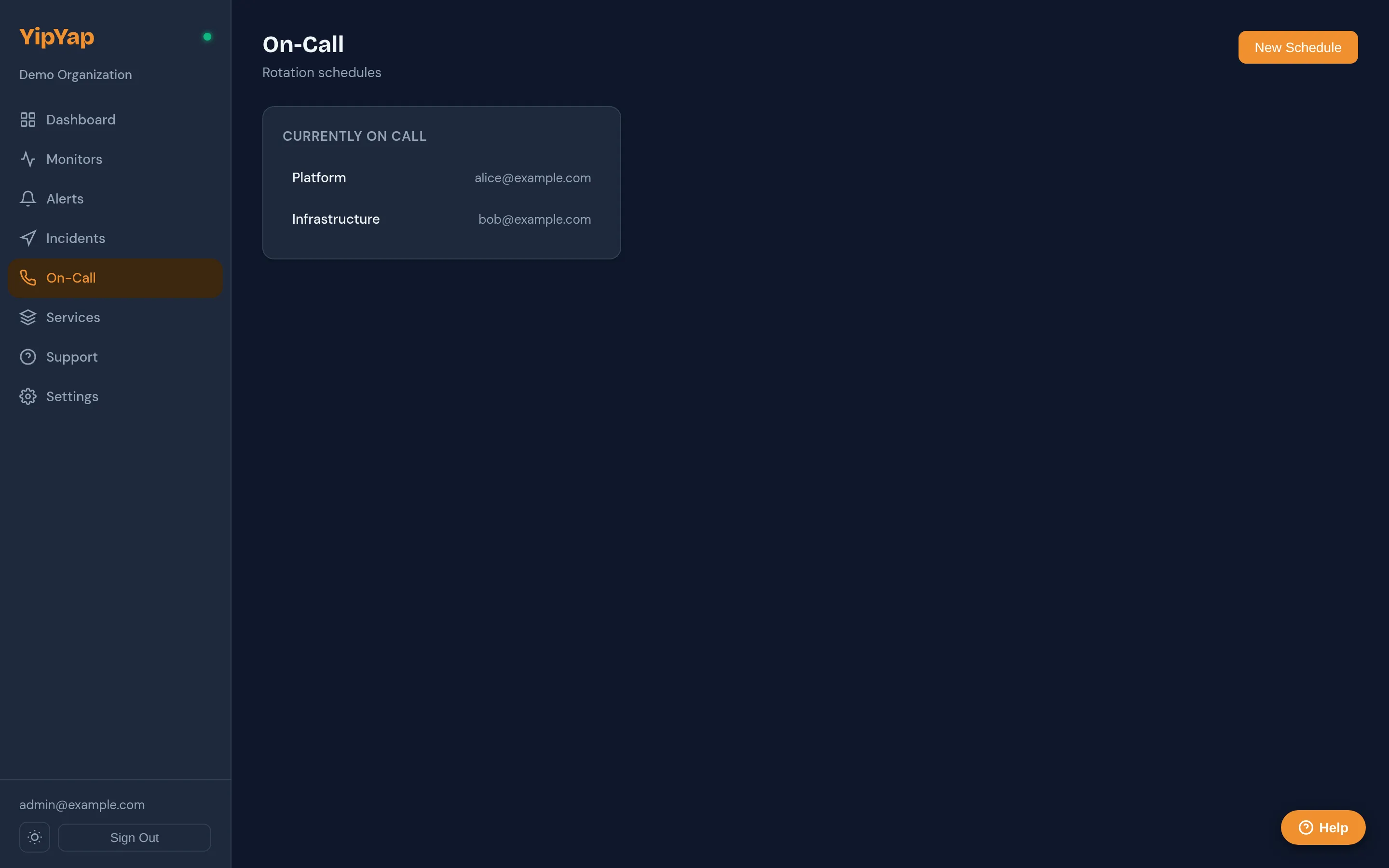 On-call schedule calendar view